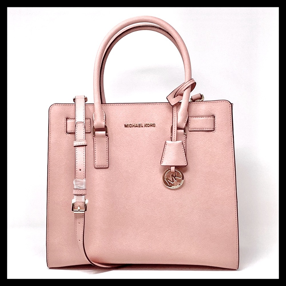 MICHAEL KORS Dillon Large Top Zip Saffiano Leather Satchel Pale Pink - Picture 11 of 12